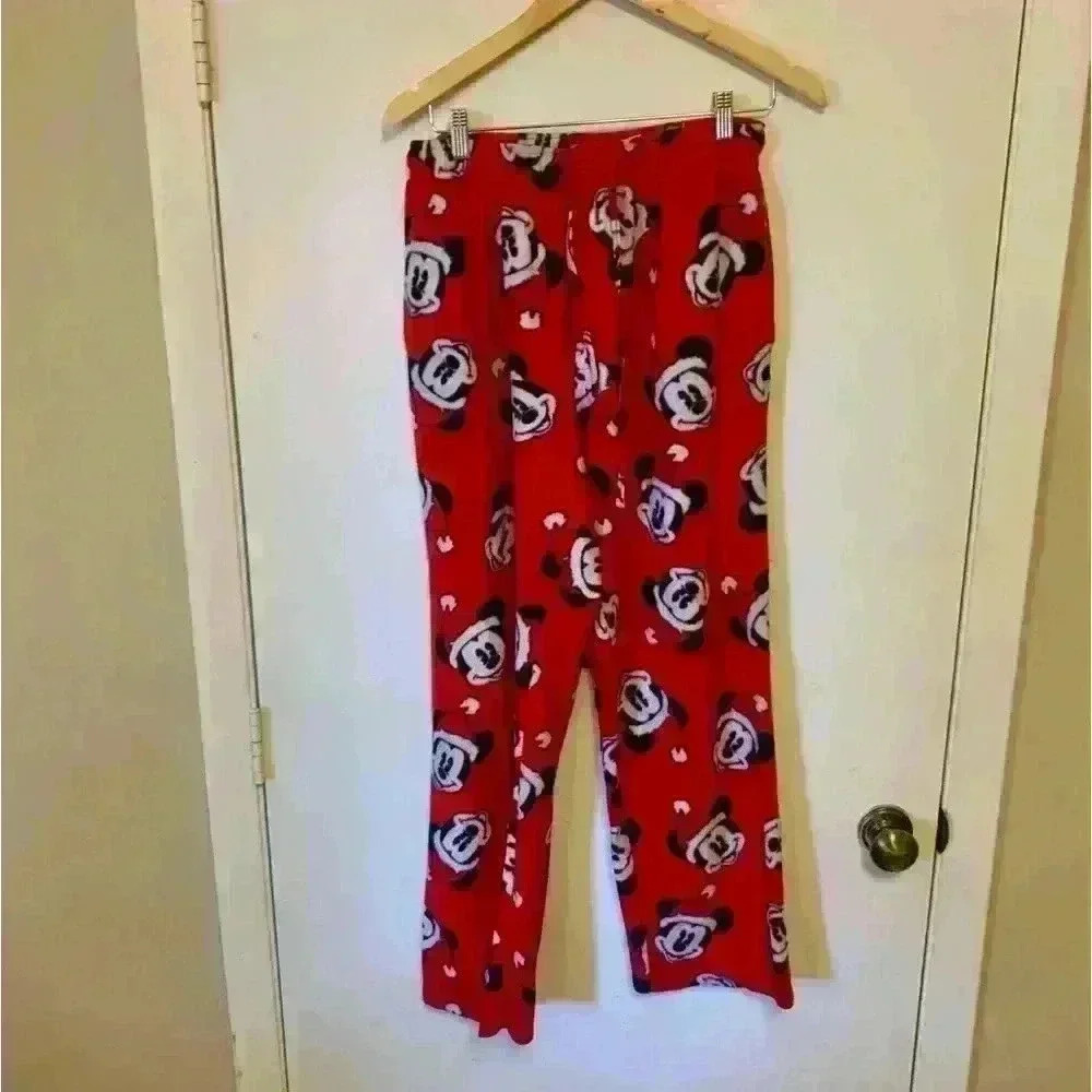 Men's Disney Santa Mickey Mouse Fleece Lounge Pants Size Medium
